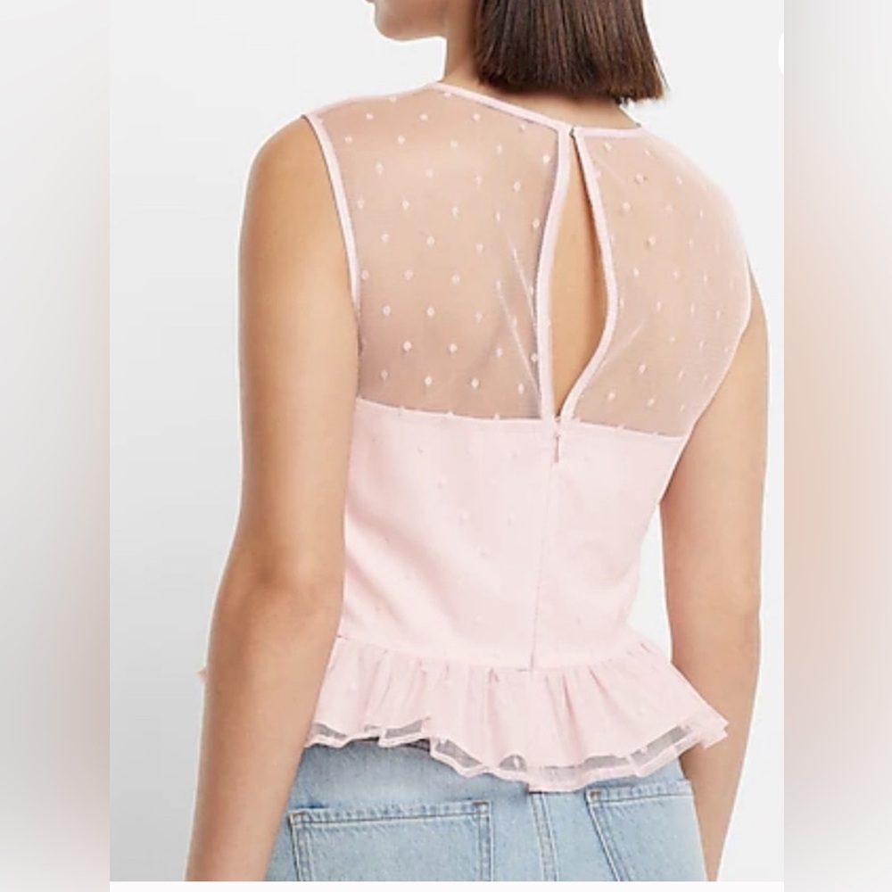 Express Pink Sheer Ruffle Top - Picture 2 of 7